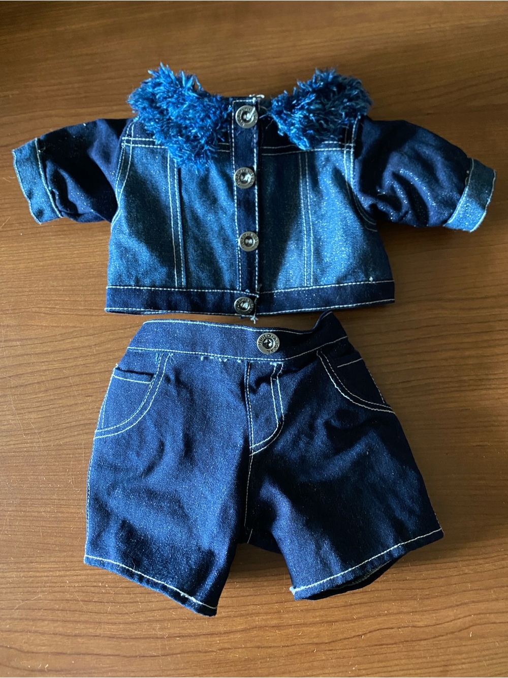 Build a Bear Rare Vintage Denim Jean Jacket Glitter Coat Jeans Animal Clothes